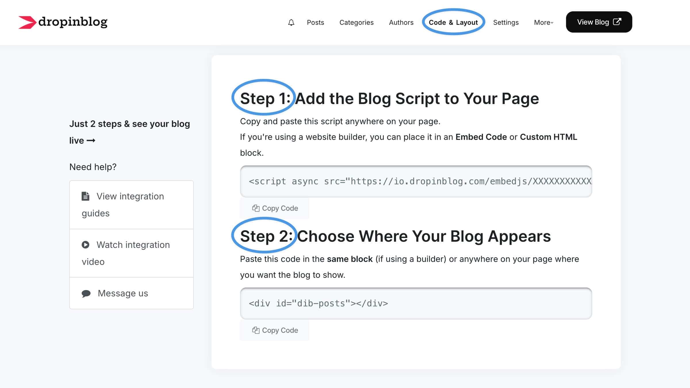 Weebly blog install step