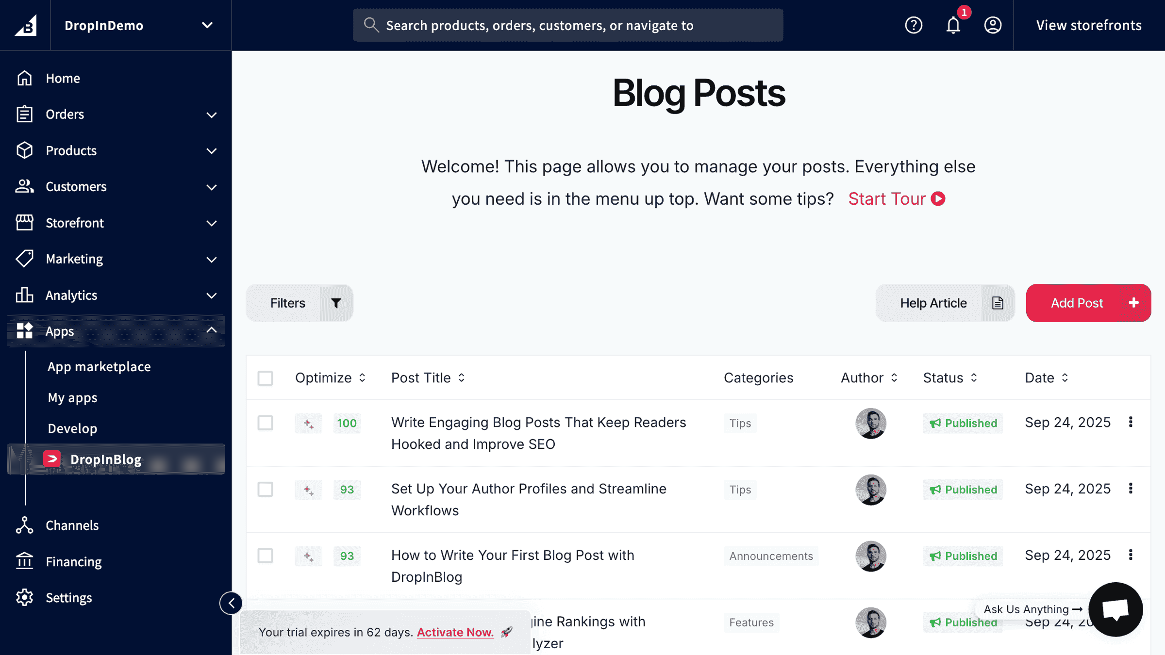 BigCommerce blog install step