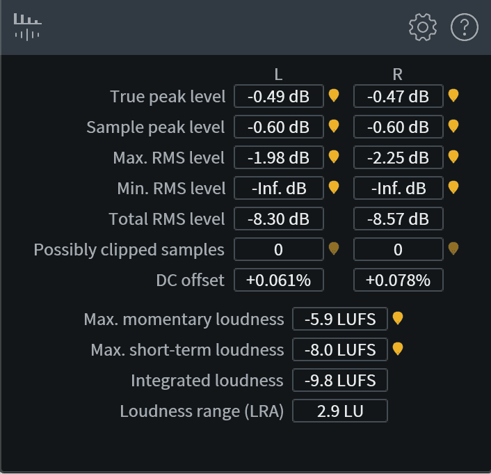 iZotope RX Waveform Statistics