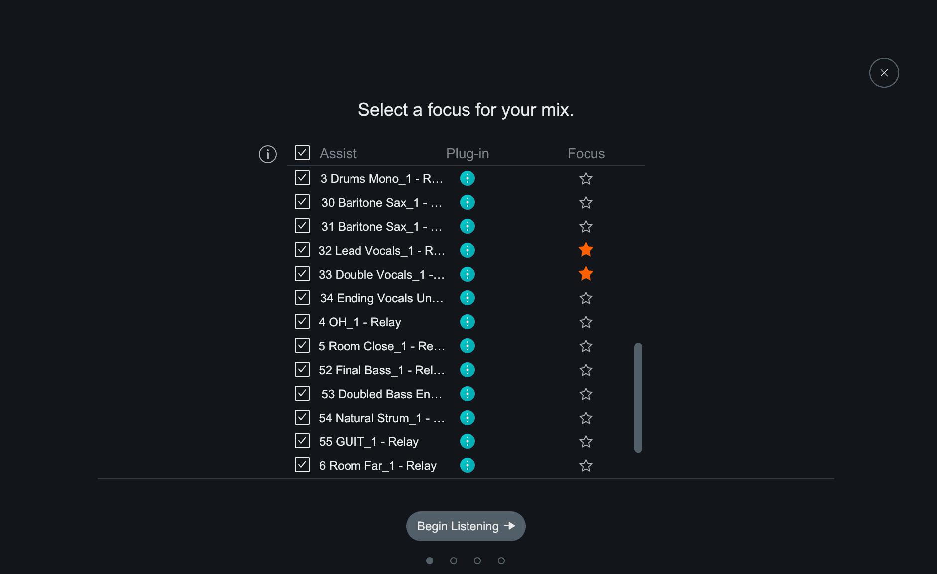 Setting focus tracks in Mix Assistant