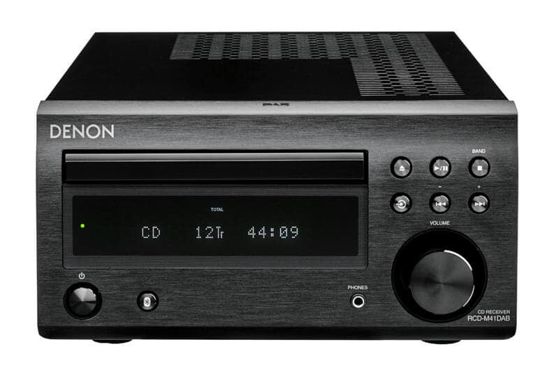 Denon D-M41DAB micro system showcasing its sleek front design