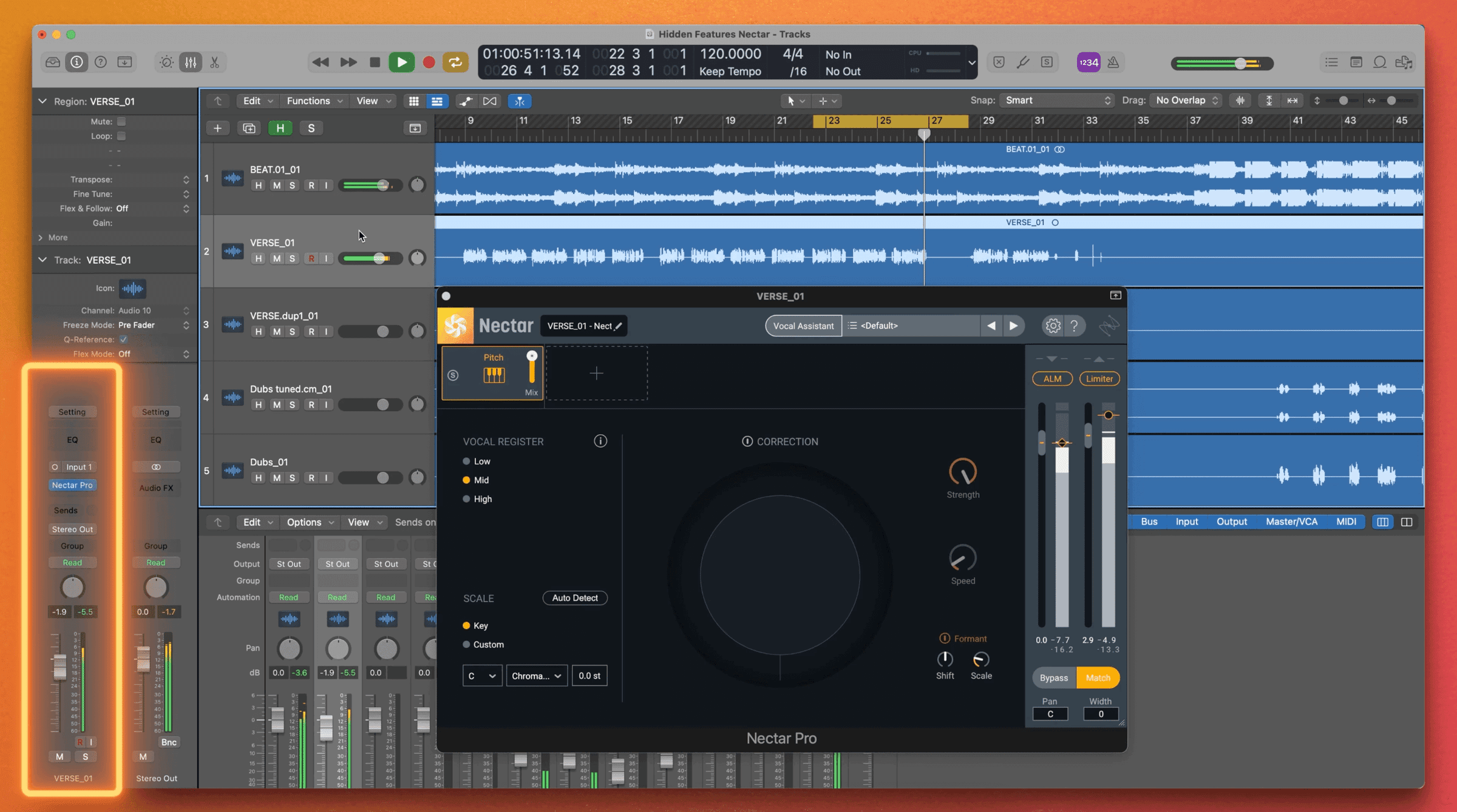 add an instance of nectar on interfering tracks to unmask the vocal
