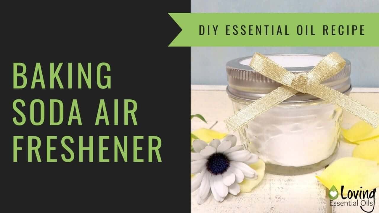 Baking soda air freshener in a mason jar with lemon essential oil
