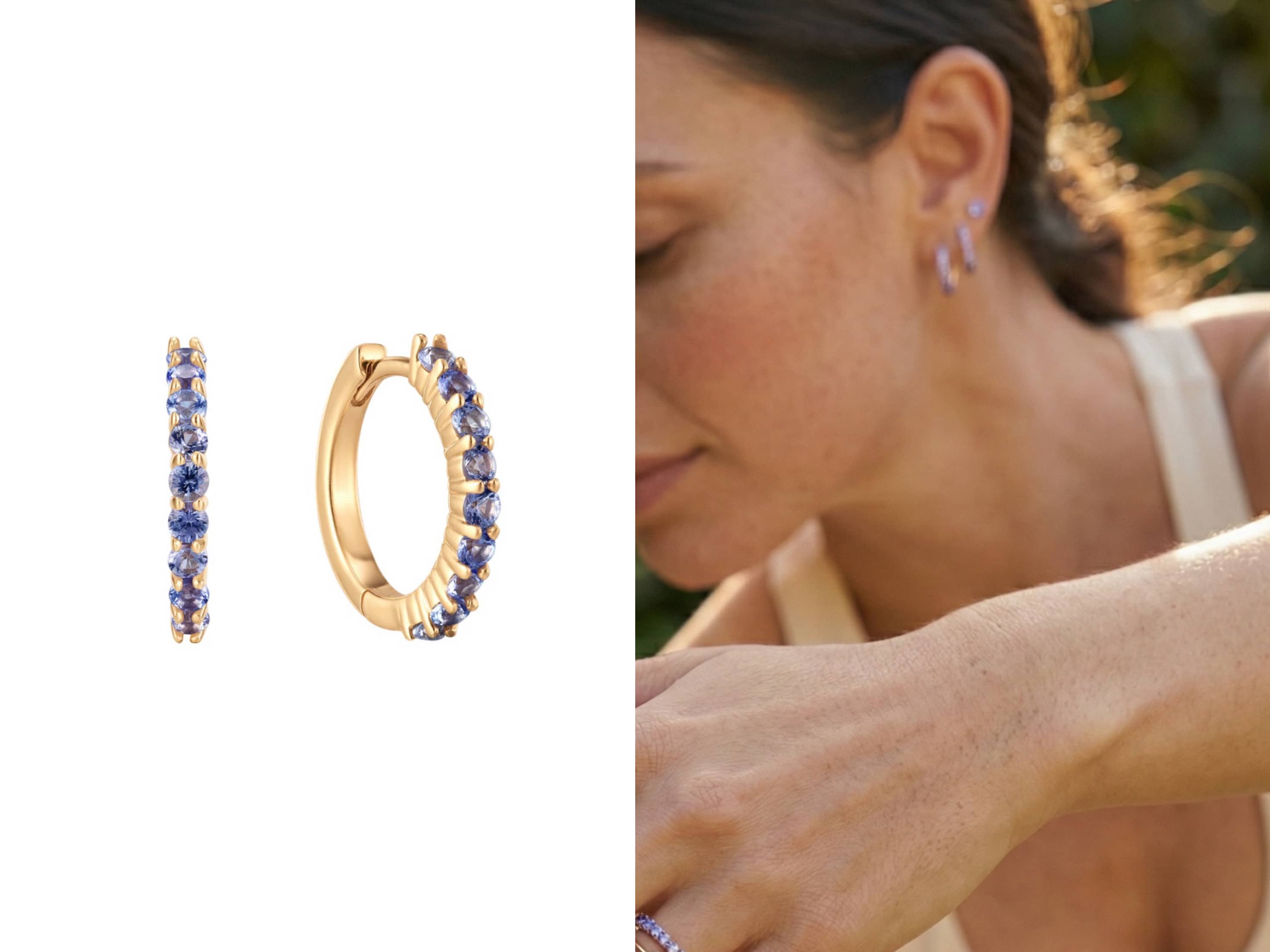 tanzanite huggies