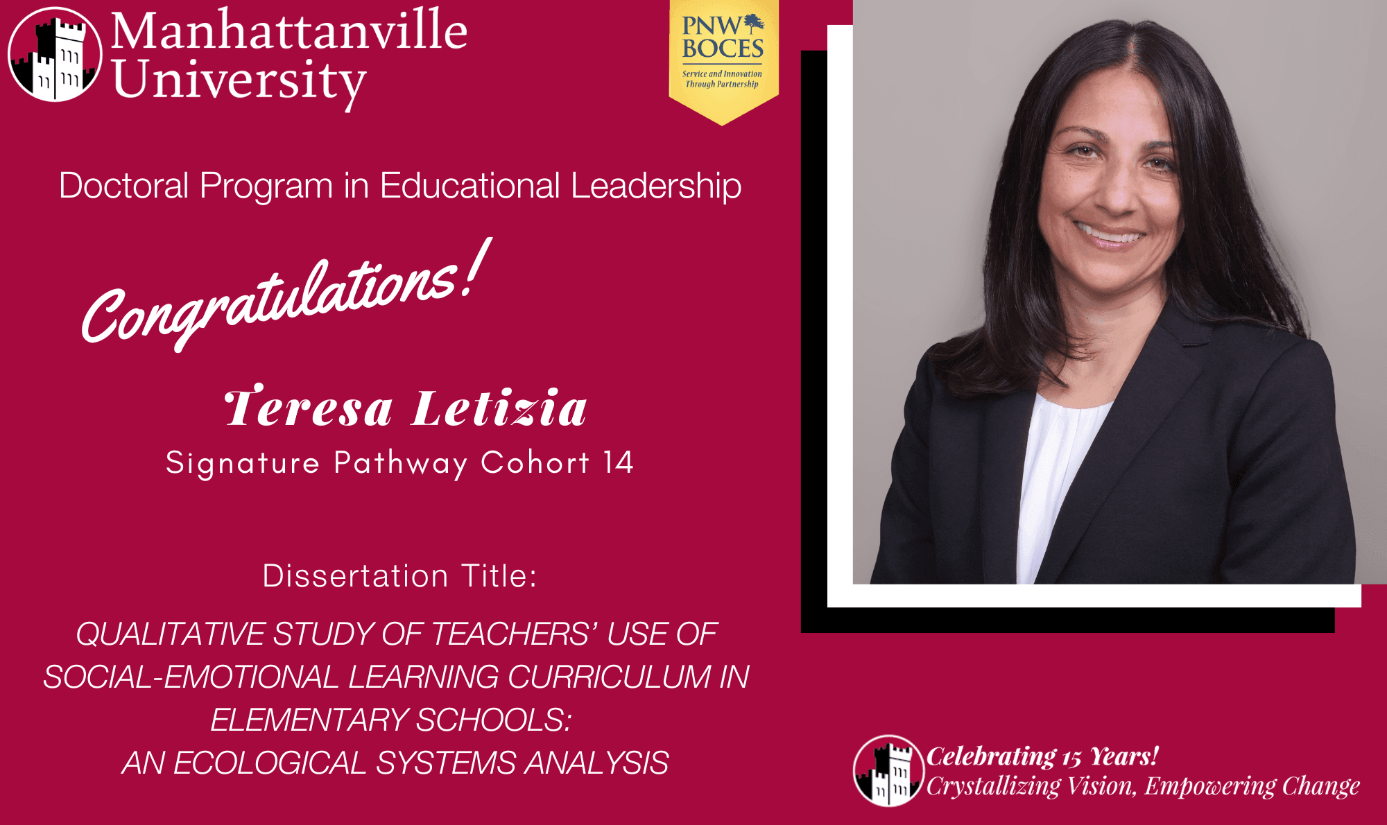 Successful Final Dissertation Defense - Congratulations to Teresa Letizia!