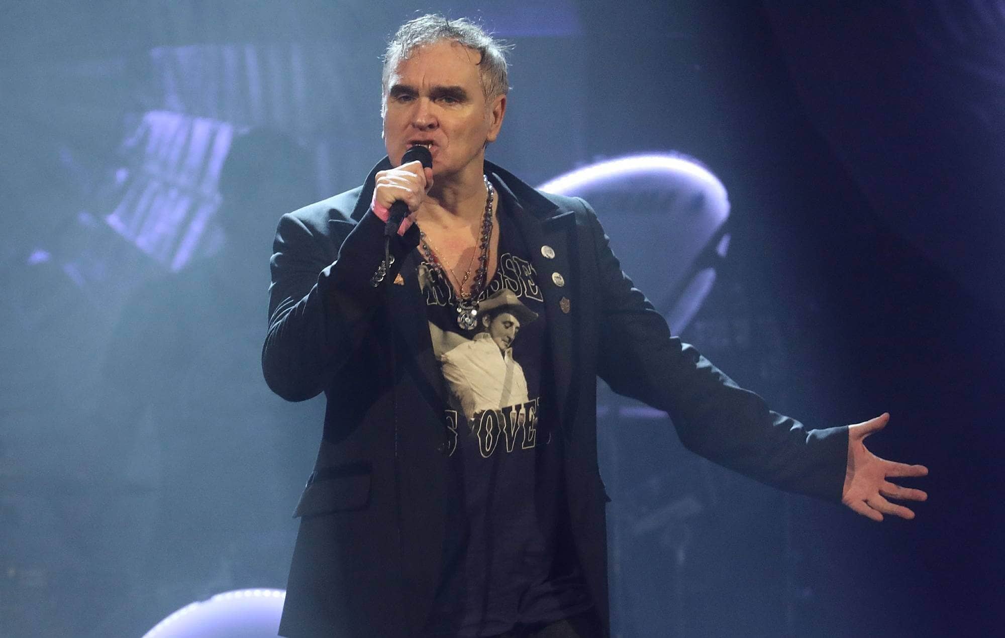 The iconic Morrissey performing, captured by Taylor Hill/Getty Images.