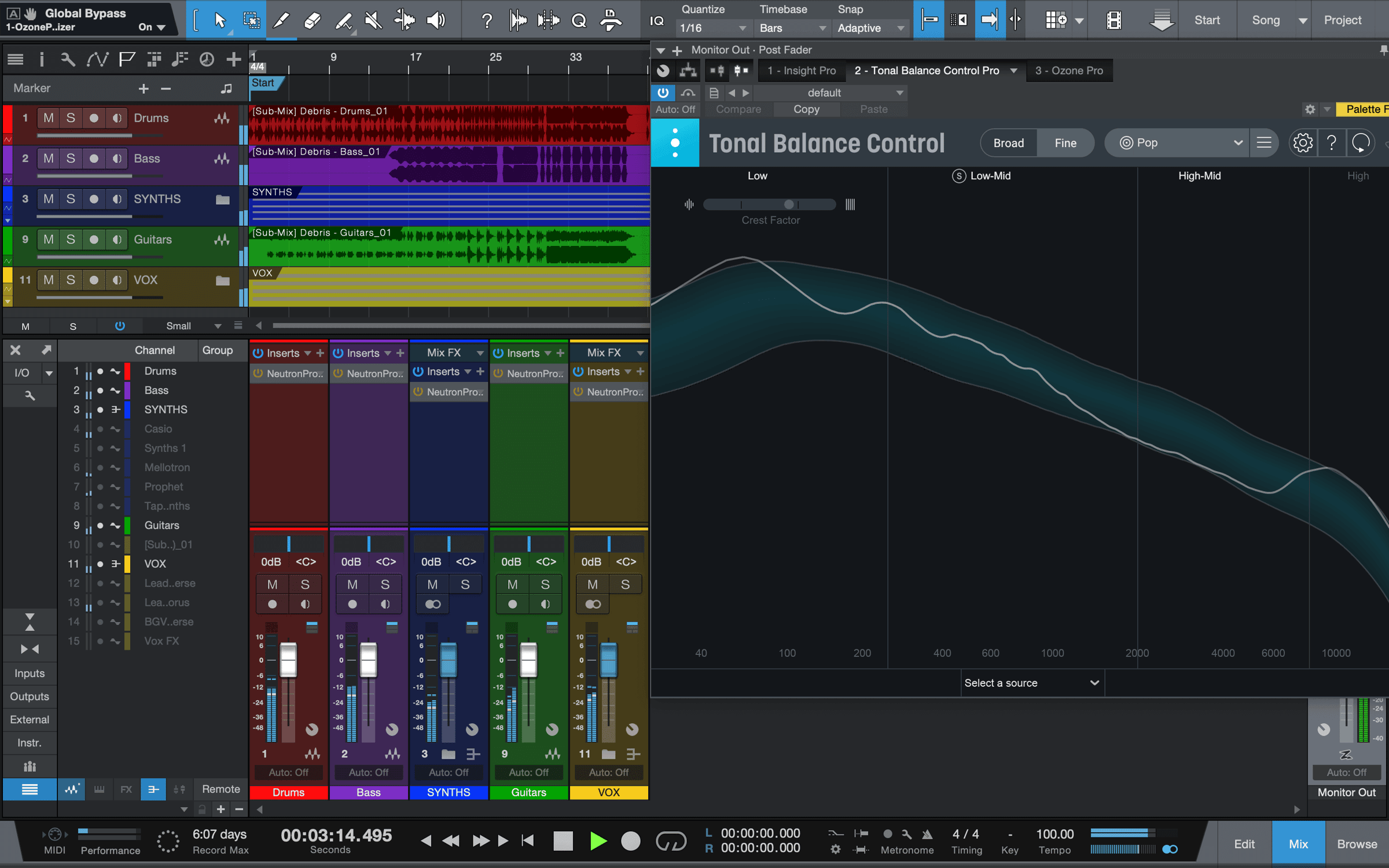 Viewing the tonal balance of our rough mix