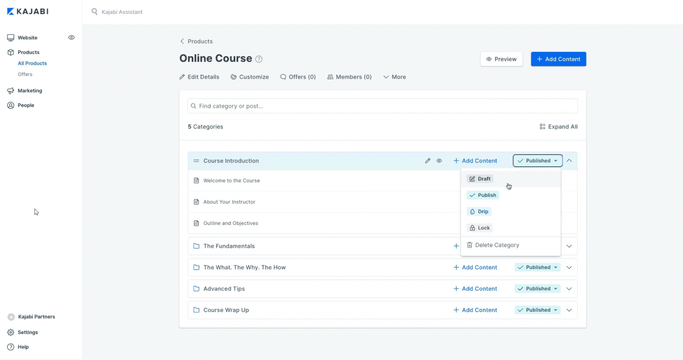 SamCart vs Kajabi: Kajabi course blueprint