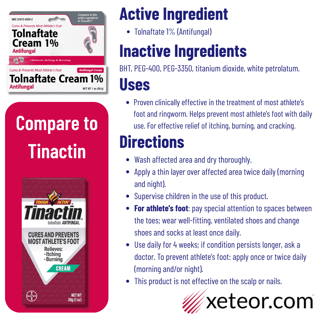 Taro Tolnaftate Cream 1% - 1 oz | Compare to Tinactin