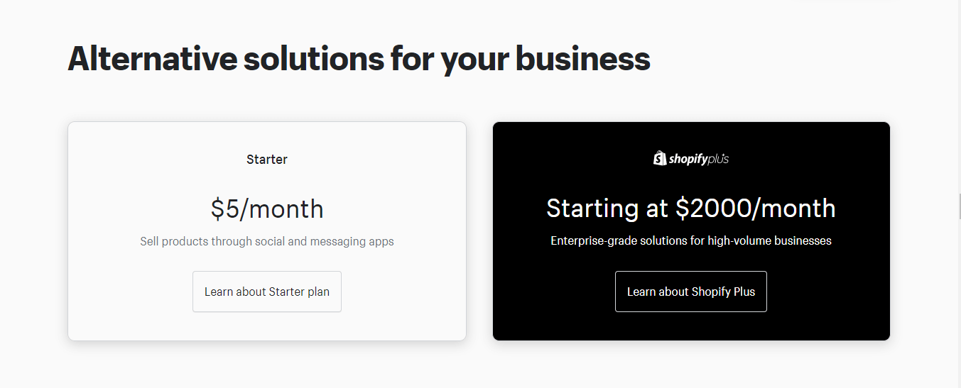 Cratejoy vs Shopify shopify starter and shopify plus plans
