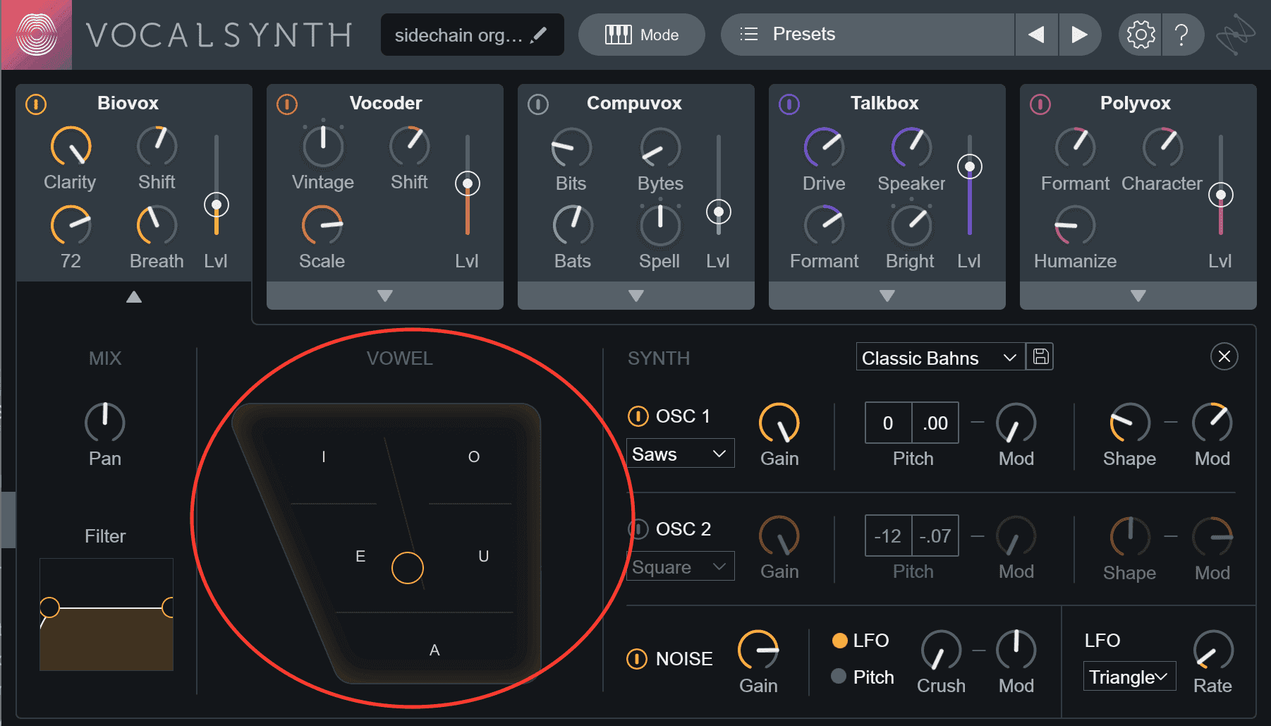 Biovox Vowel panel