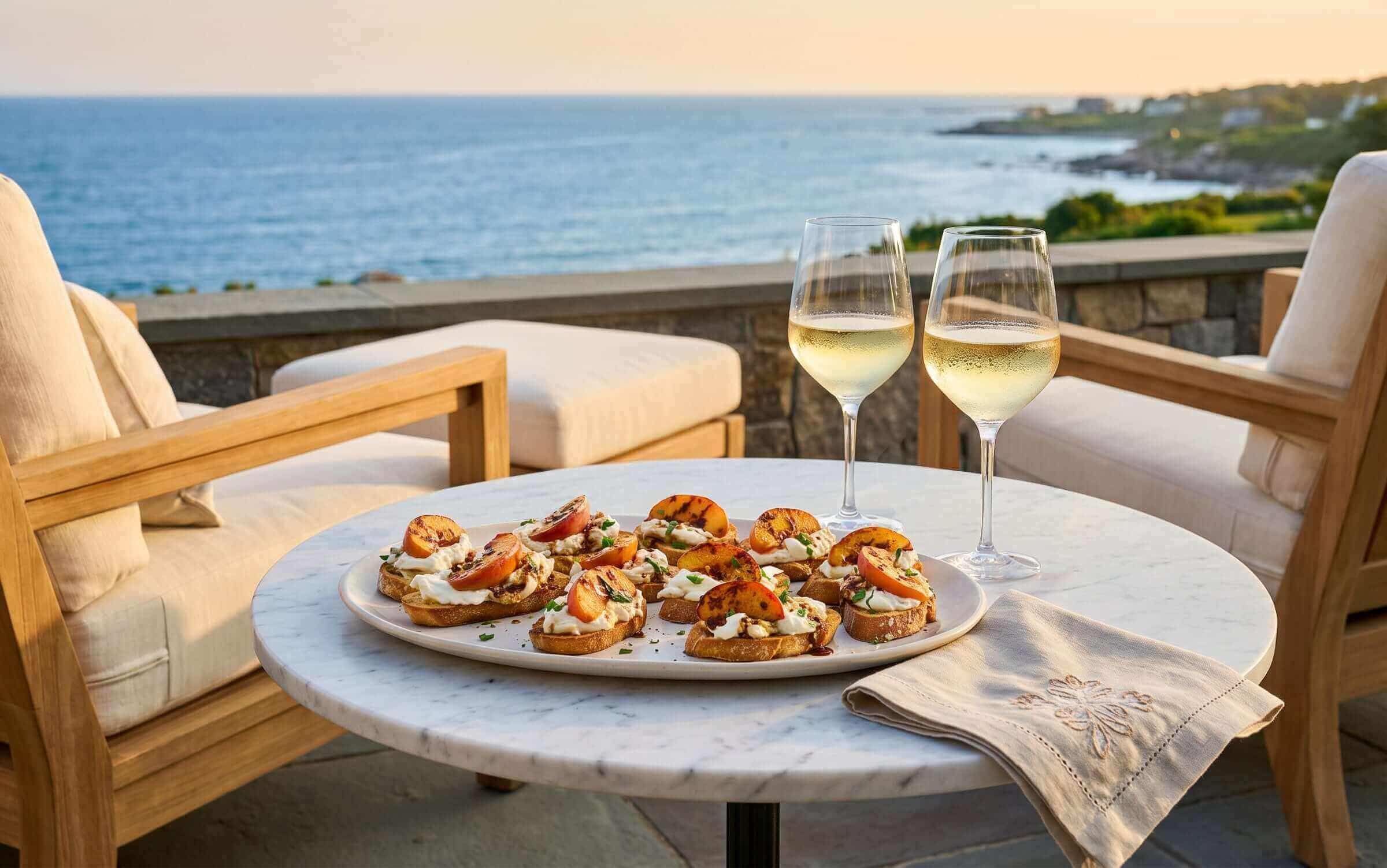 Summer Food & Wine Pairing: Grilled Peach & Burrata Crostini