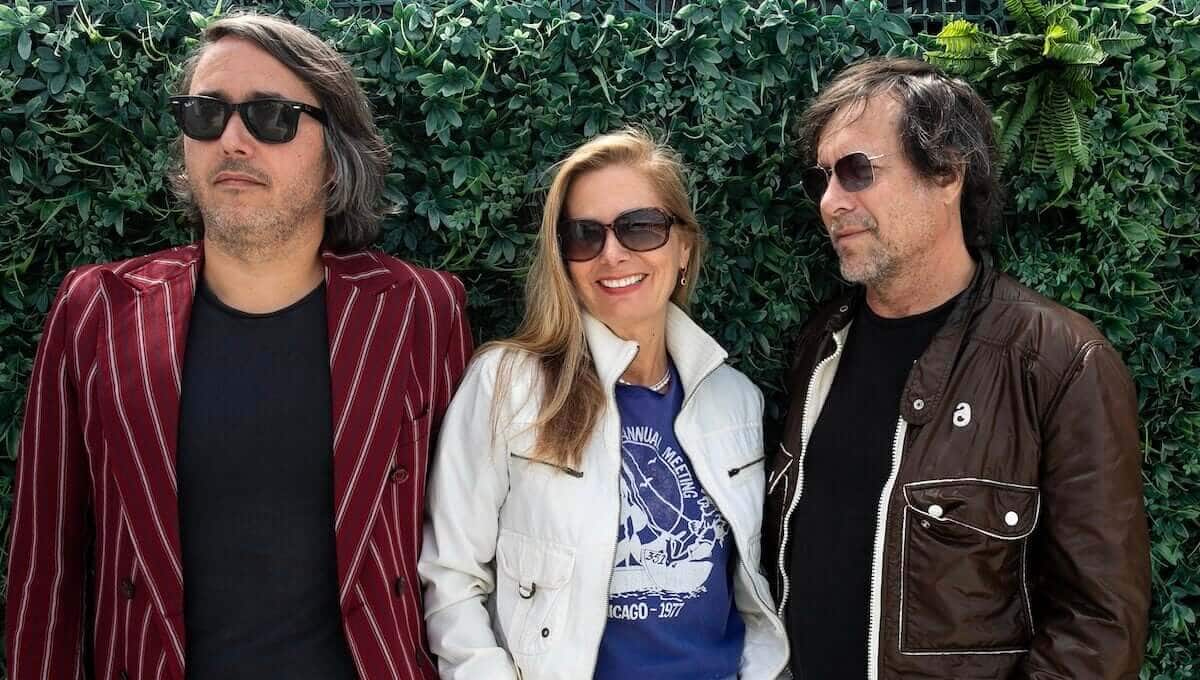 The band Ivy during a visit to Los Angeles while on tour behind their new album, 'Traces of You,' their first since 2011 and the 2020 death of band member Adam Schlesinger. (L to R) Bruce Driscoll with founding members Dominique Durand, and Andy Chase. (All photos by Steve Appleford)