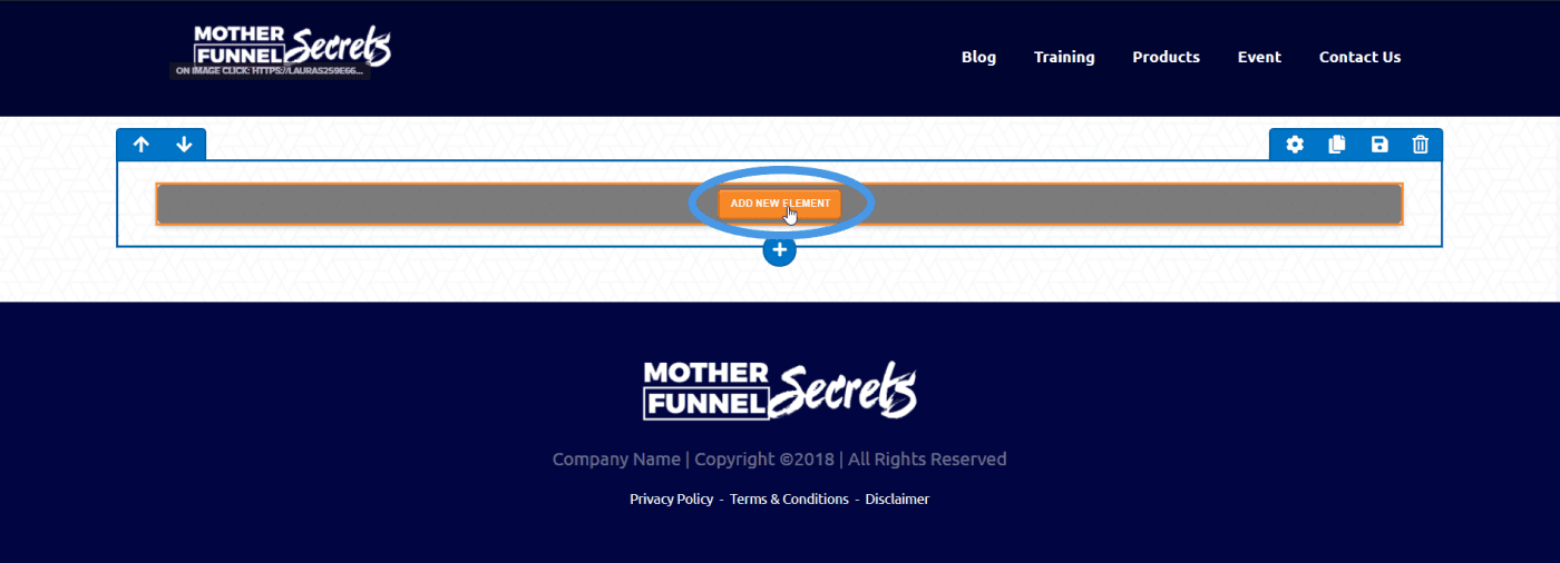 ClickFunnels add new element button