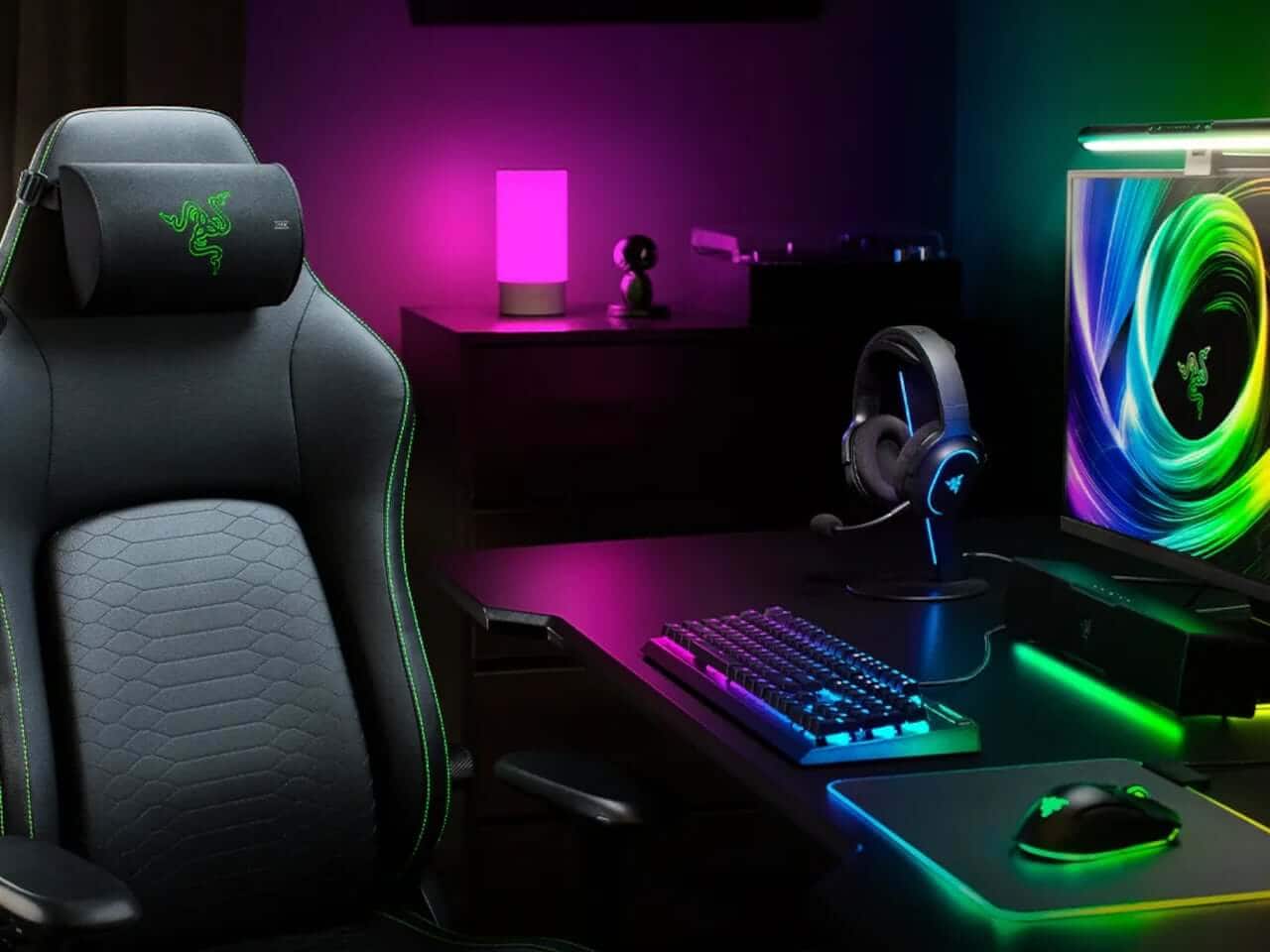 Razer Clio X integrated into a gaming chair setup
