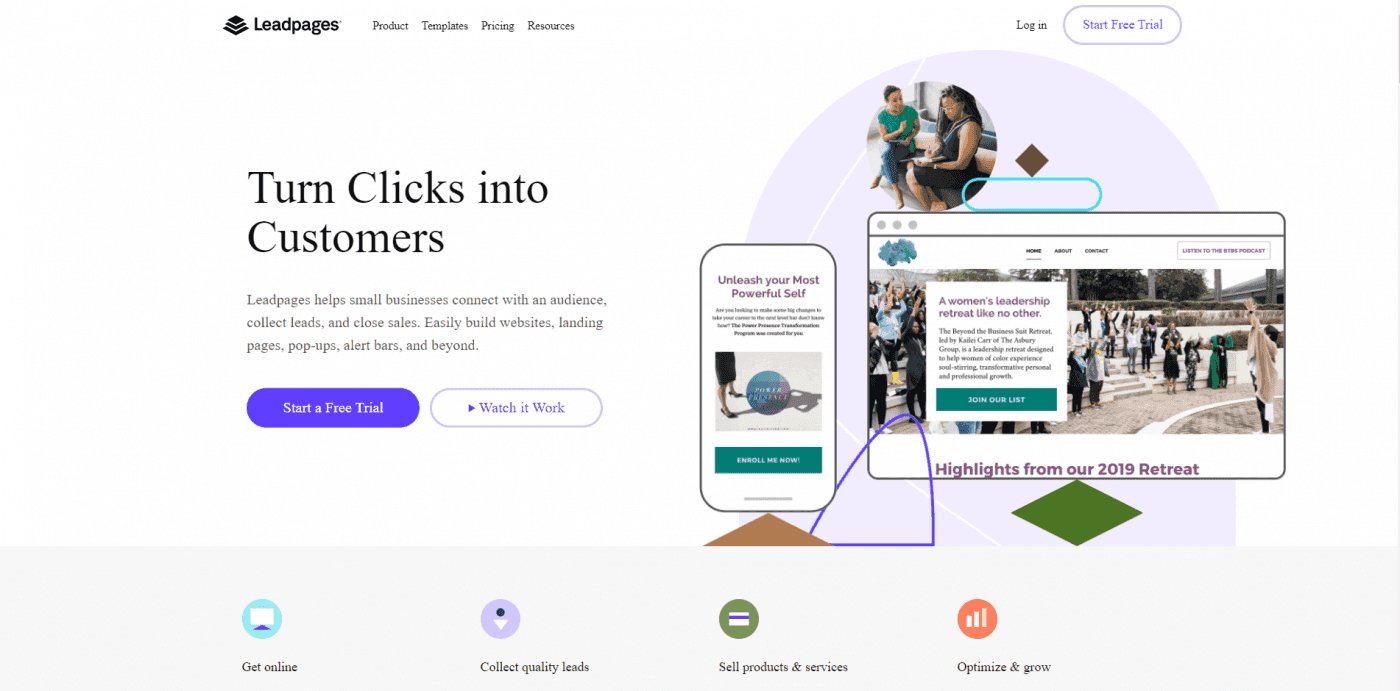LeadPages home page