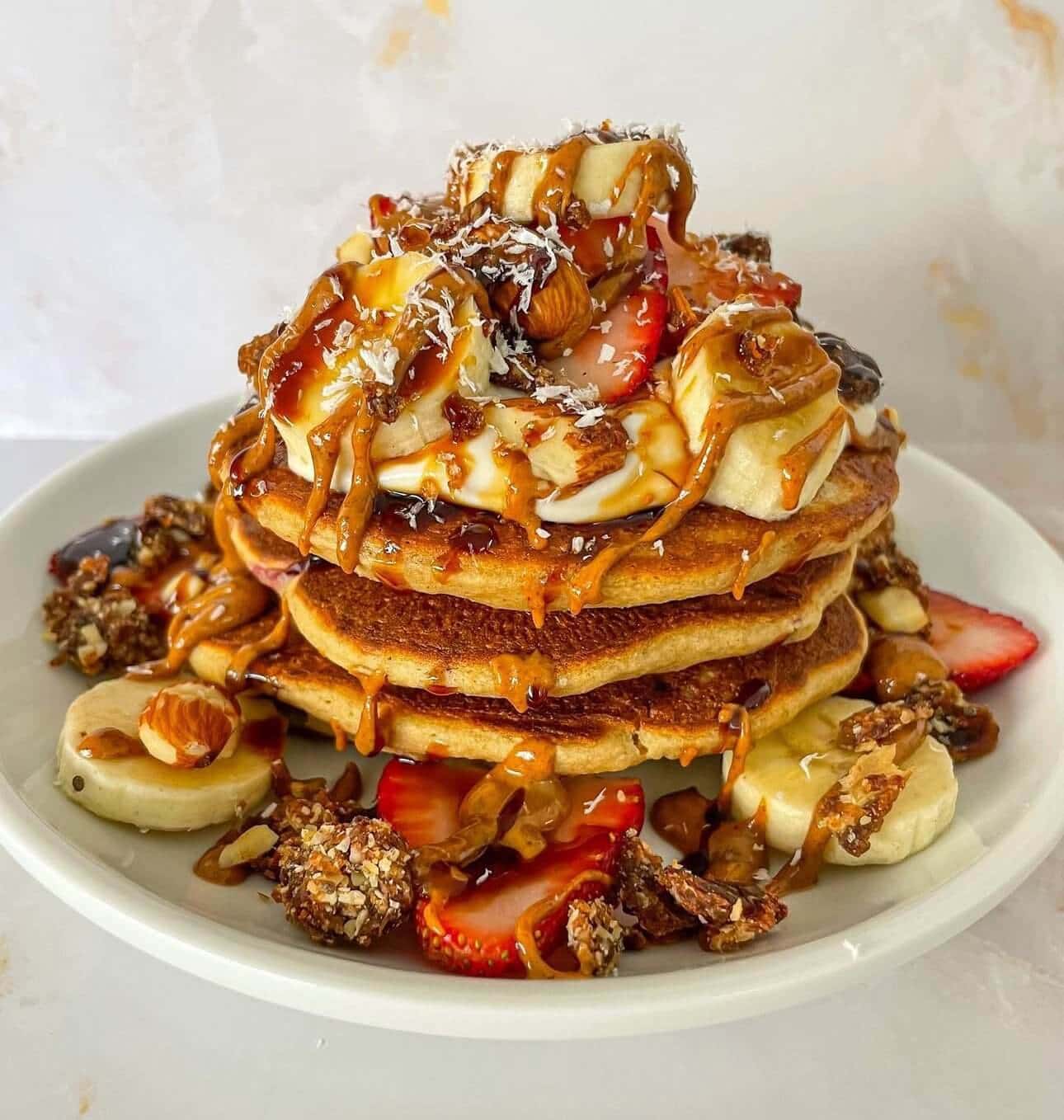 Strawberry Almond Butter Pancakes