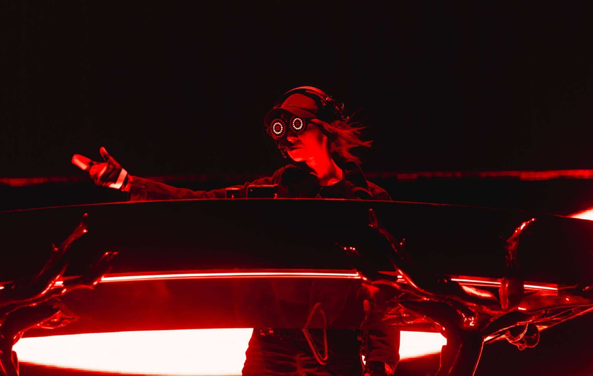 Rezz lighting up the Sahara stage at Coachella Weekend One, 2026