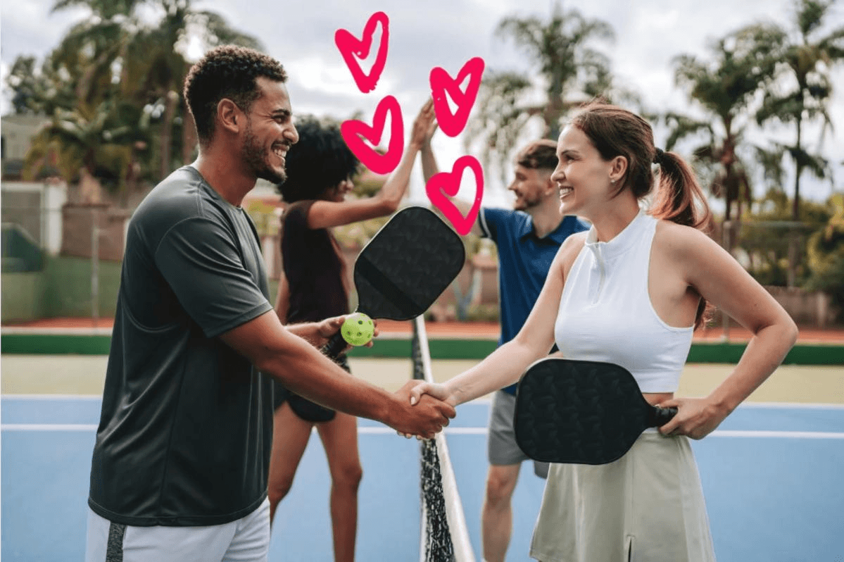 Pickleball dating speed event — singles rotating partners on the court