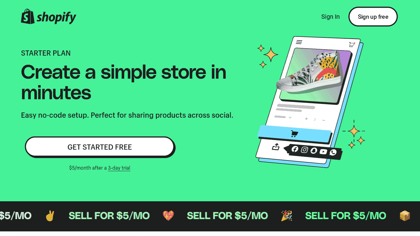 Shopify starter plan
