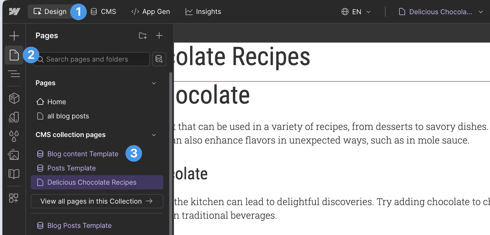 Accessing Webflow's CMS collection pages