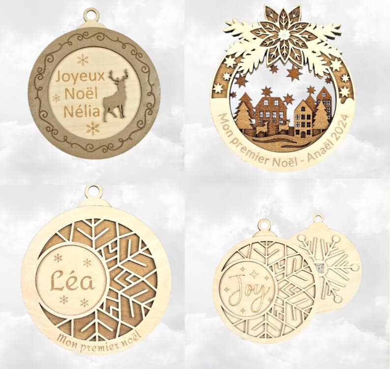 Les boules de Noël en bois personnalisées