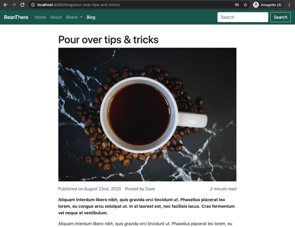 Single blog post page generated by Eleventy