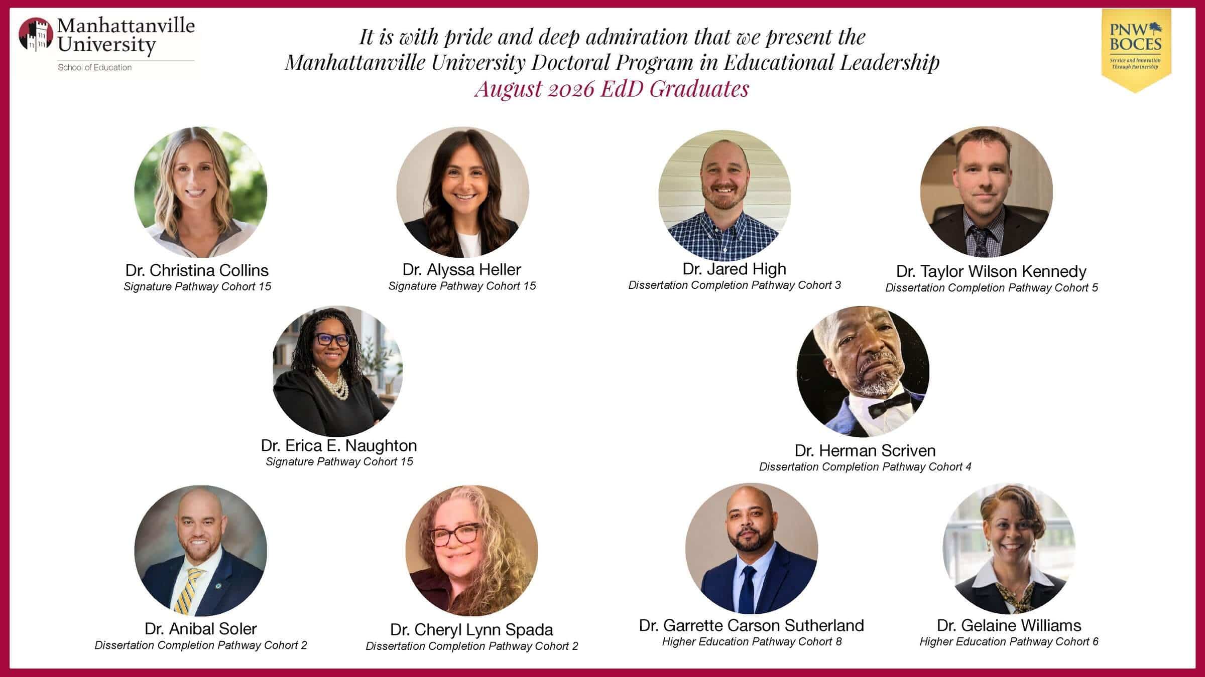 Congratulations to Manhattanville University's Doctoral Program August 2026 Graduates!