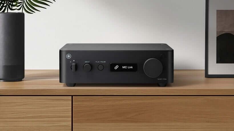 Yamaha WXC-70A streaming pre-amplifier in a modern home audio setup