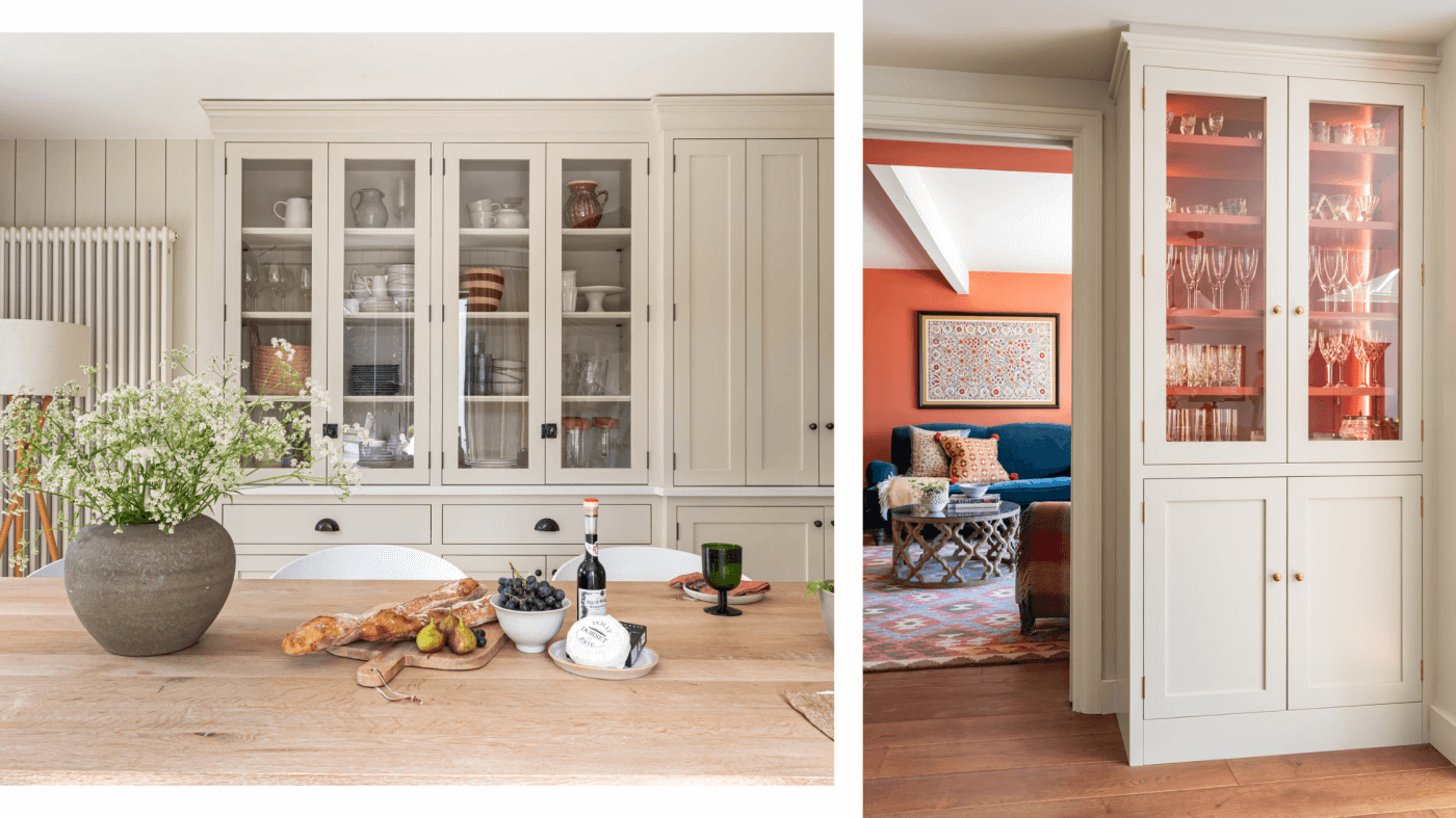 Painted Internal Glazed Cupboards, Bespoke Kitchen