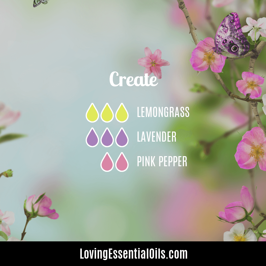 Create lavender and lemongrass diffuser blend with pink pepper by Loving Essential Oils