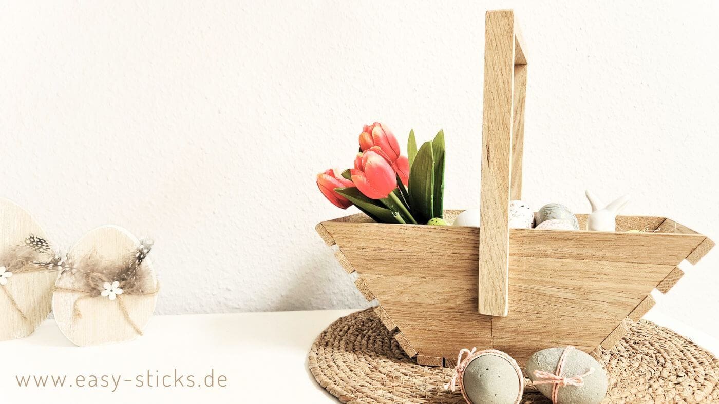 Frühlingskorb aus Bastelklötzchen