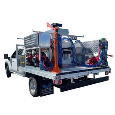 Drone Pressure Washing Flatbed Skid