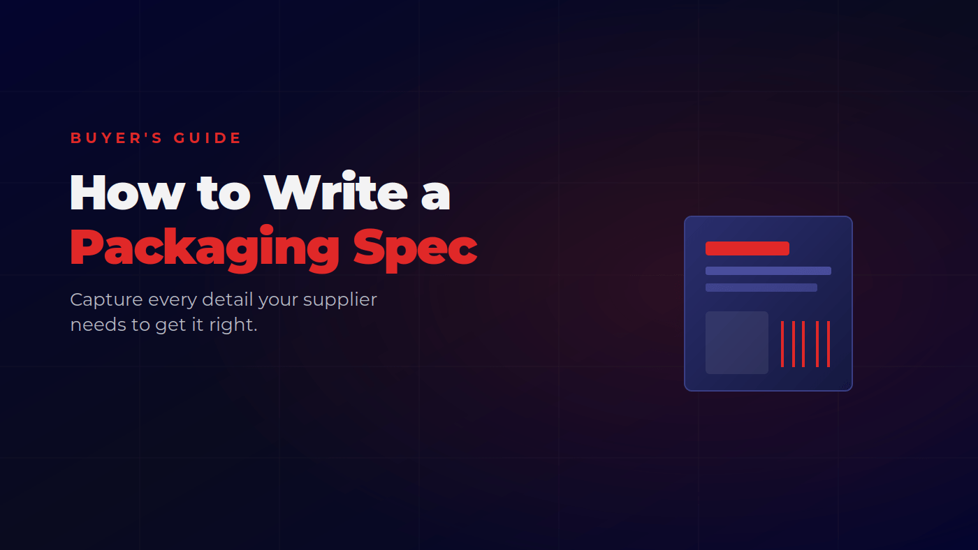 Packaging specification clipboard with a completed checklist and pencil