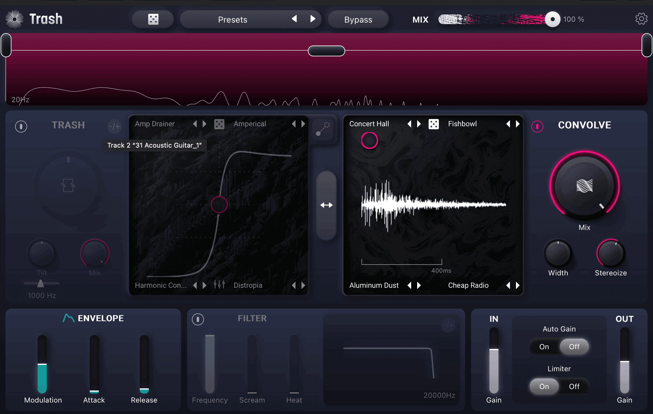 Using iZotope Trash Concert Hall preset to convey a sense of space