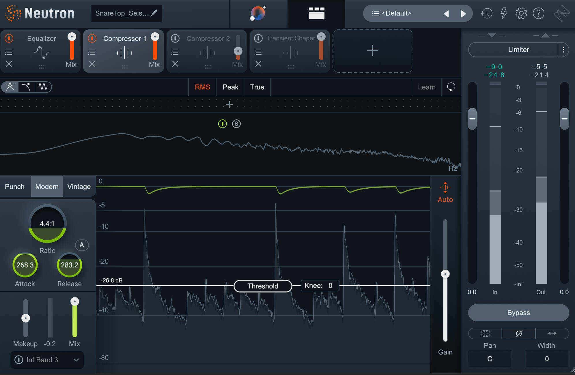 Using compression on the snare for punch with Neutron