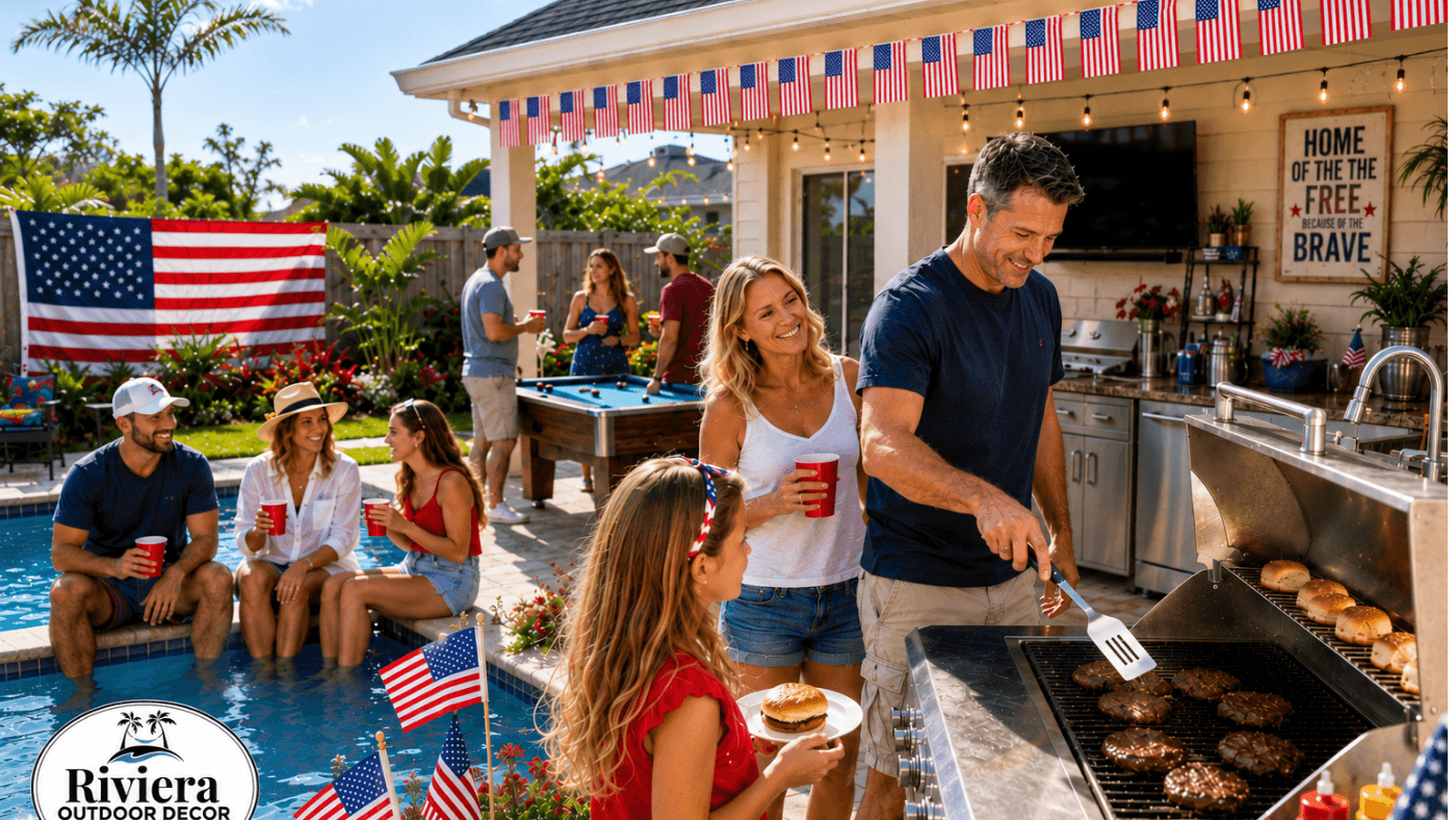 Fourth of July Backyard Party Ideas, Riviera Outdoor Décor, Corpus Christi, Texas