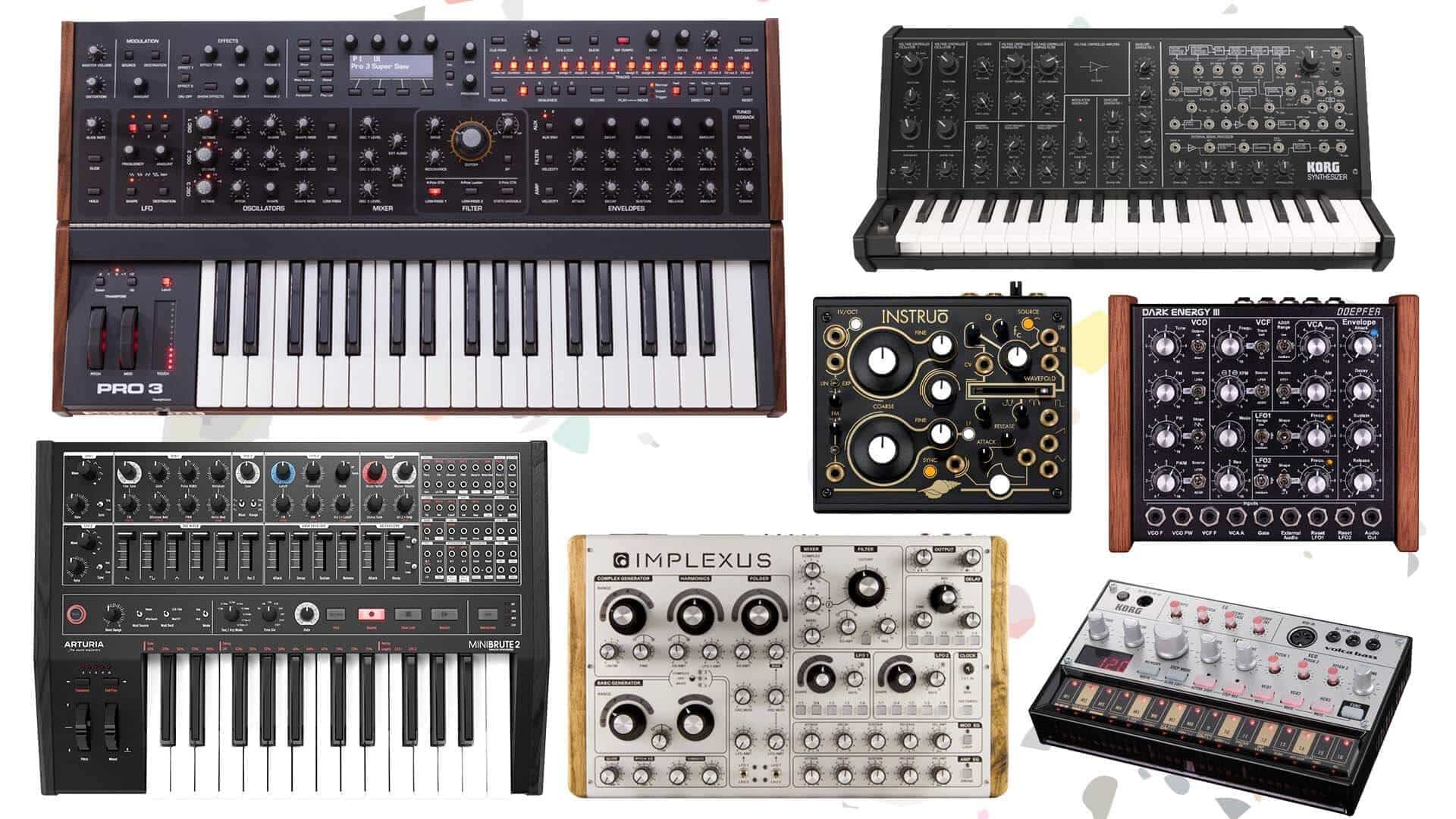 A montage of various monosynths