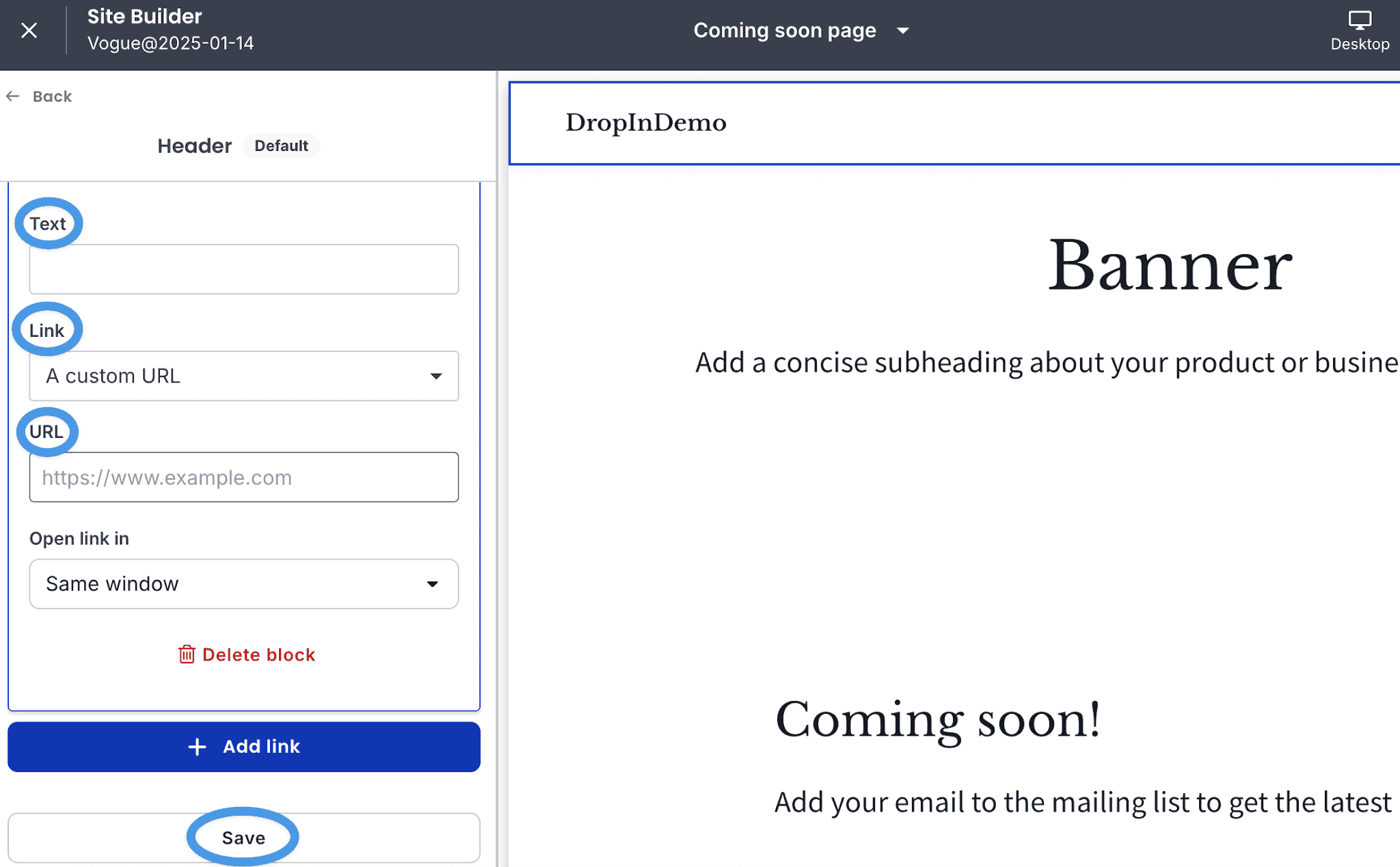 Adding an external blog link to Thinkific's site menu