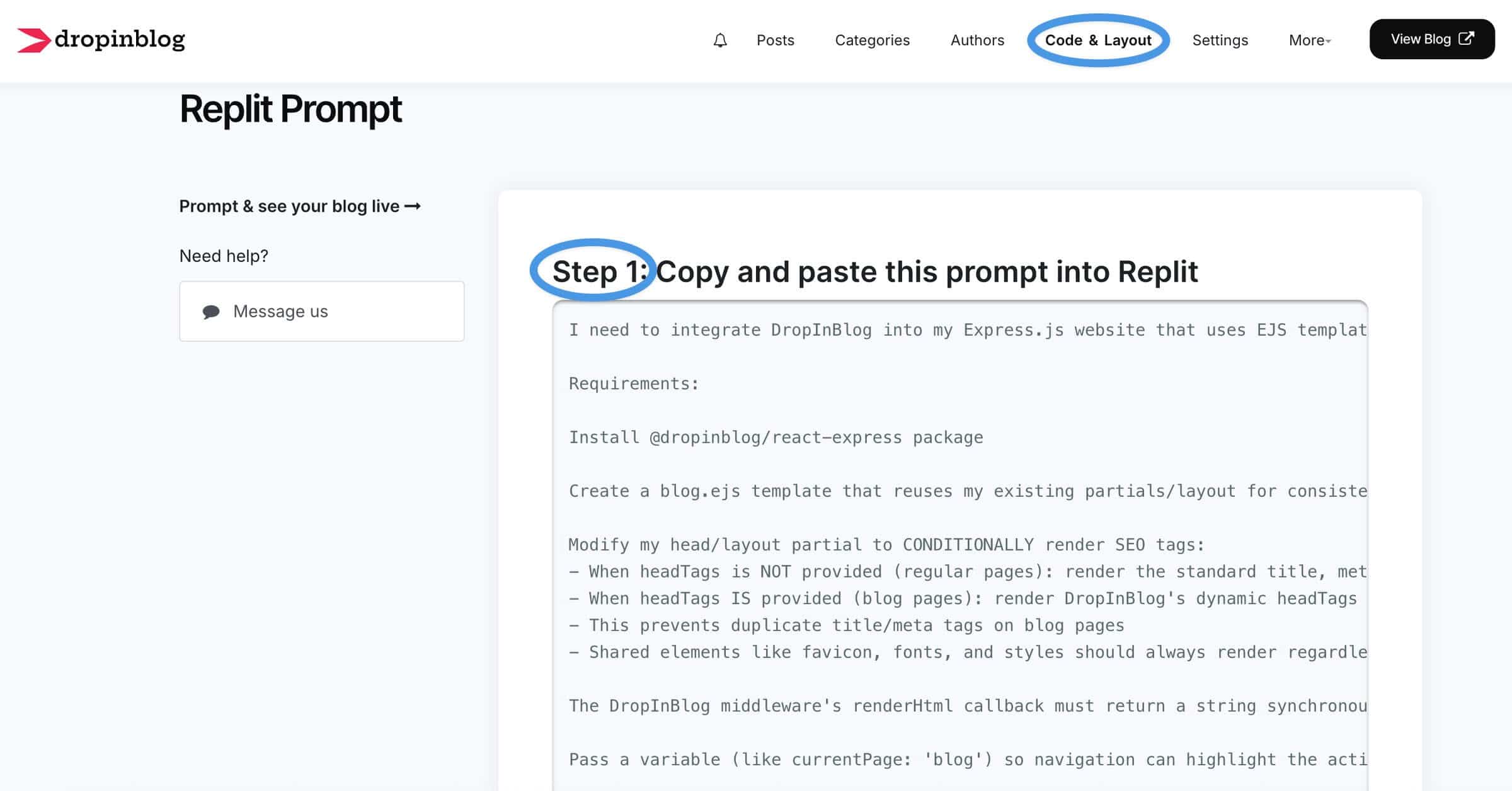 Replit blog install step