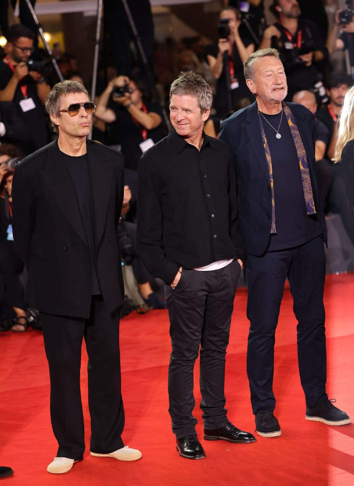 Liam and Noel Gallagher with Steven Knight at the documentary screening