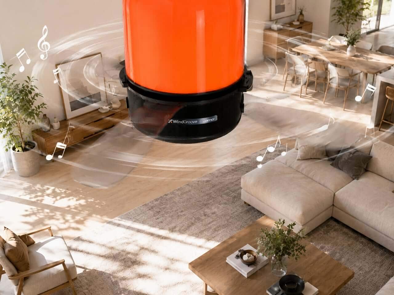 AirFi One ceiling fan speaker viewed from below