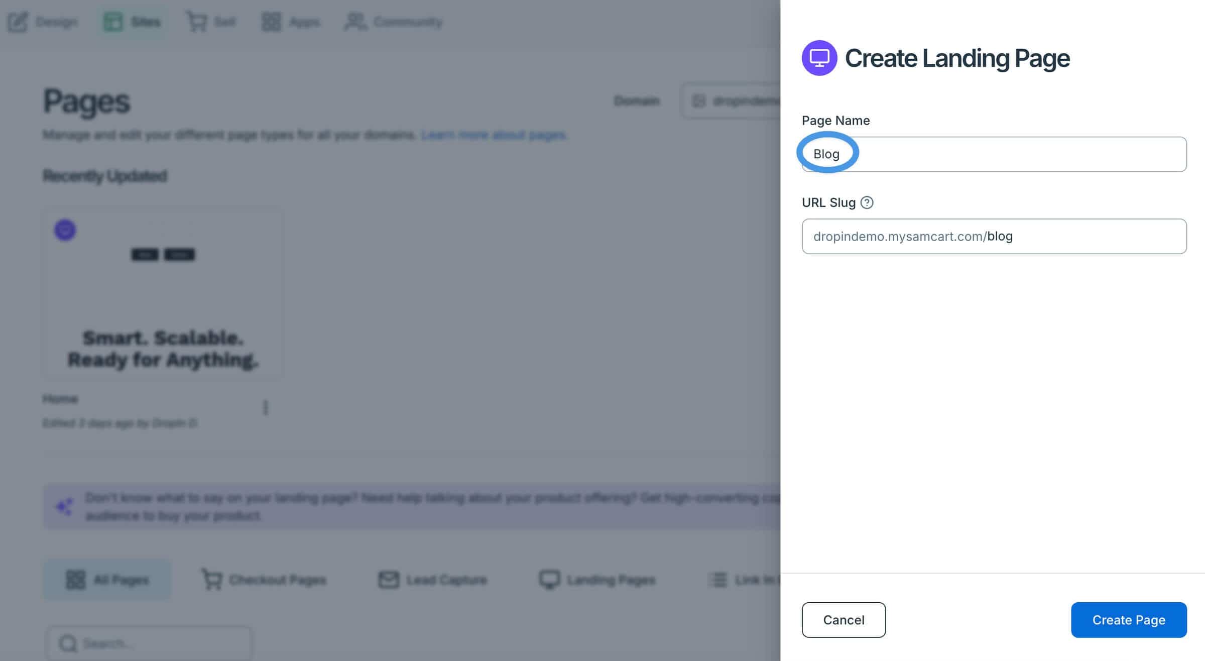 SamCart blog install step