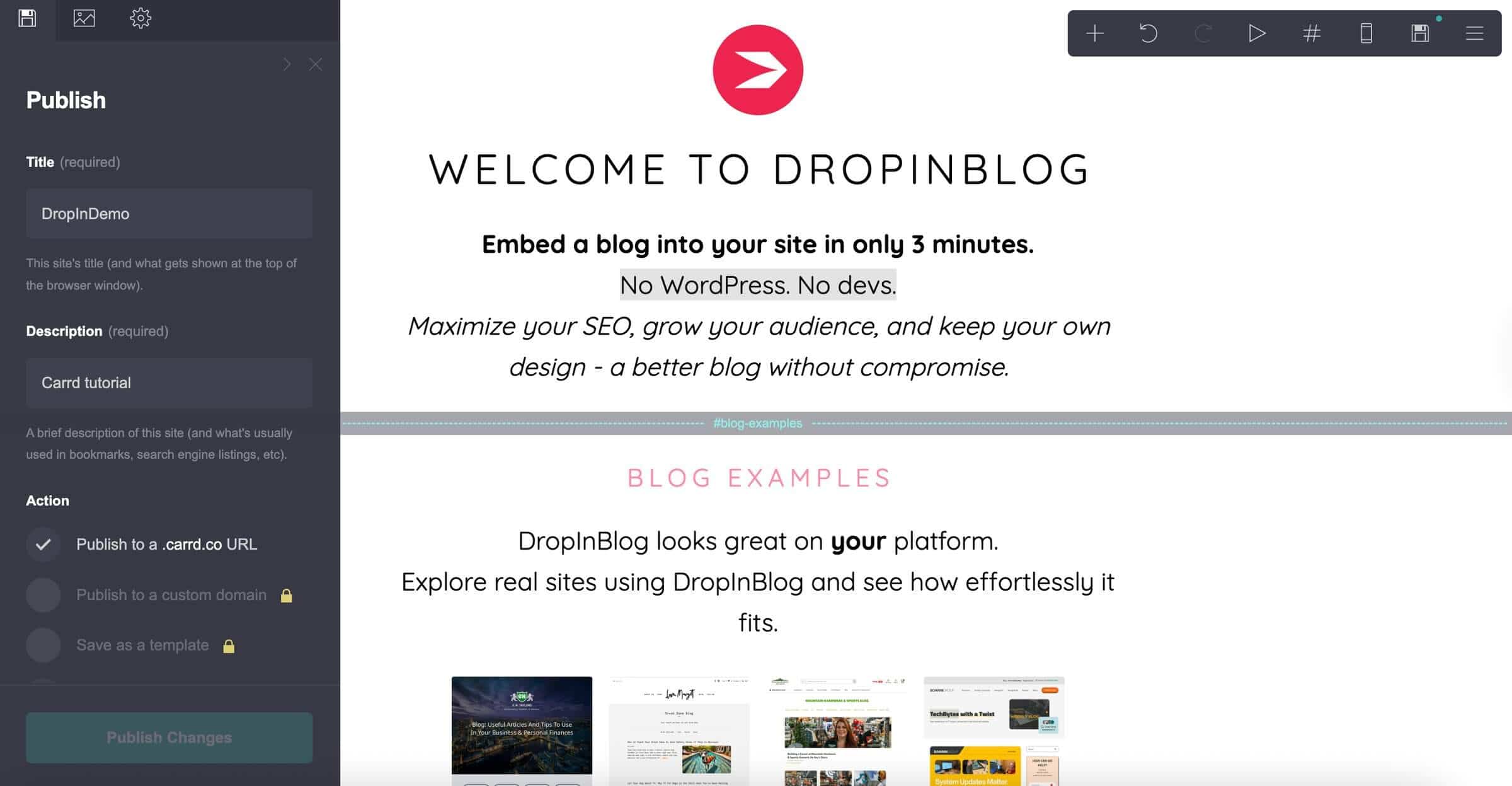 Publishing a Carrd website