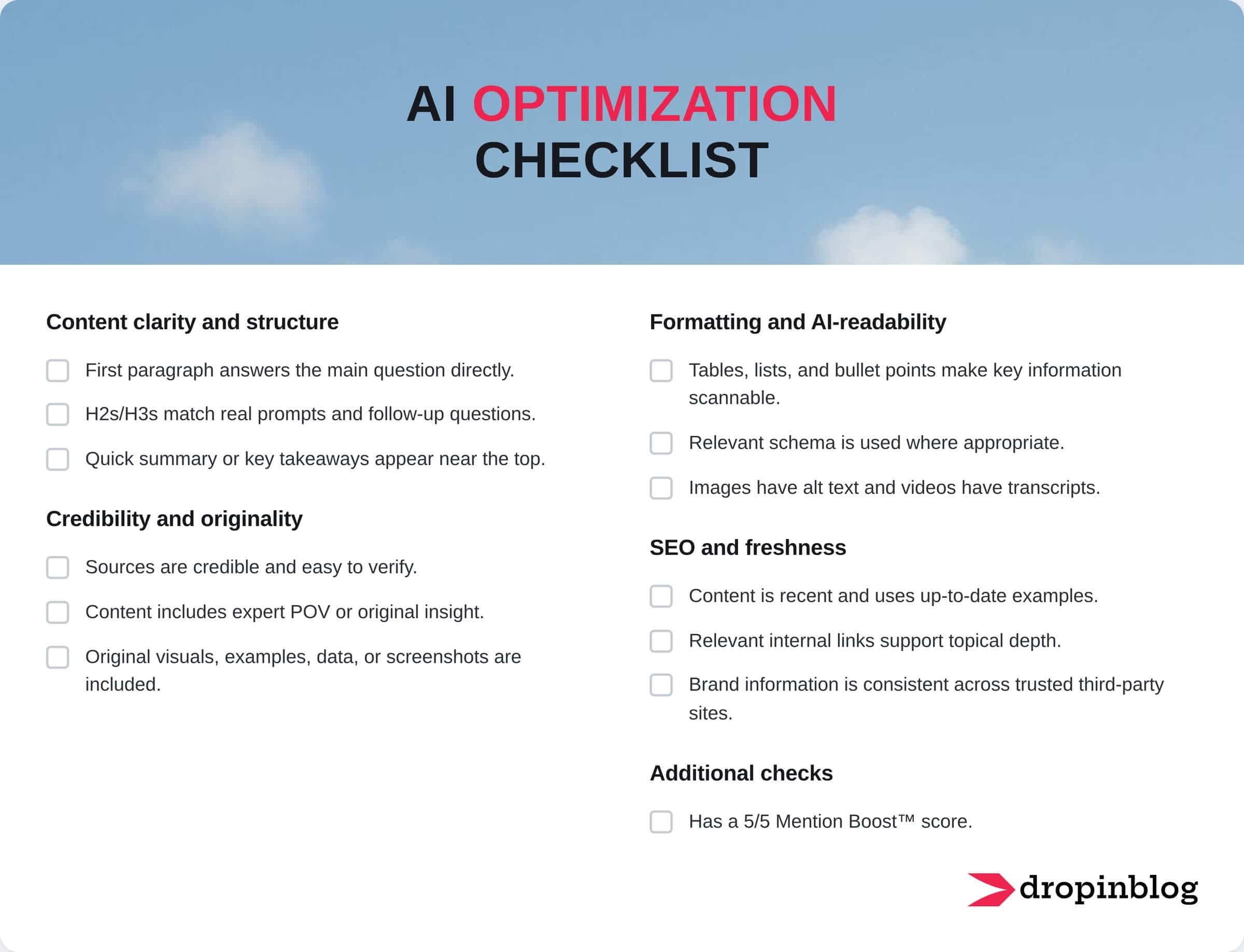 AI optimization checklist