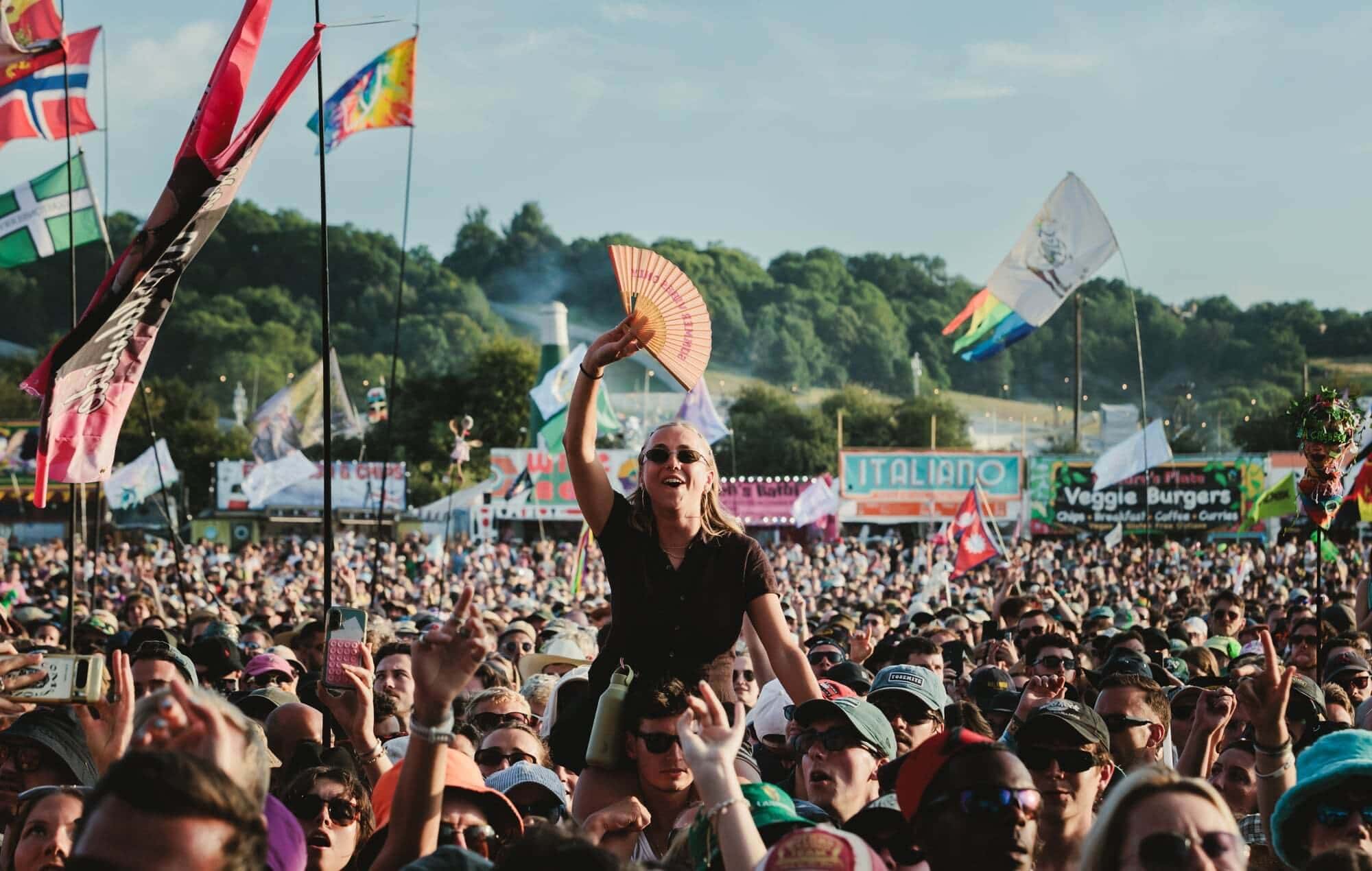 The crowd watching Wolf Alice perform at Glastonbury 2025