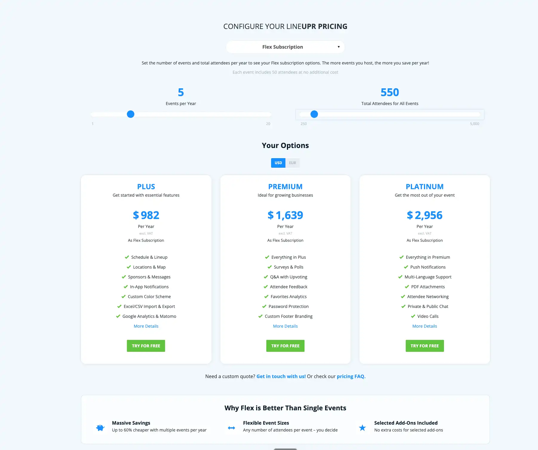 configure your lineupr pricing