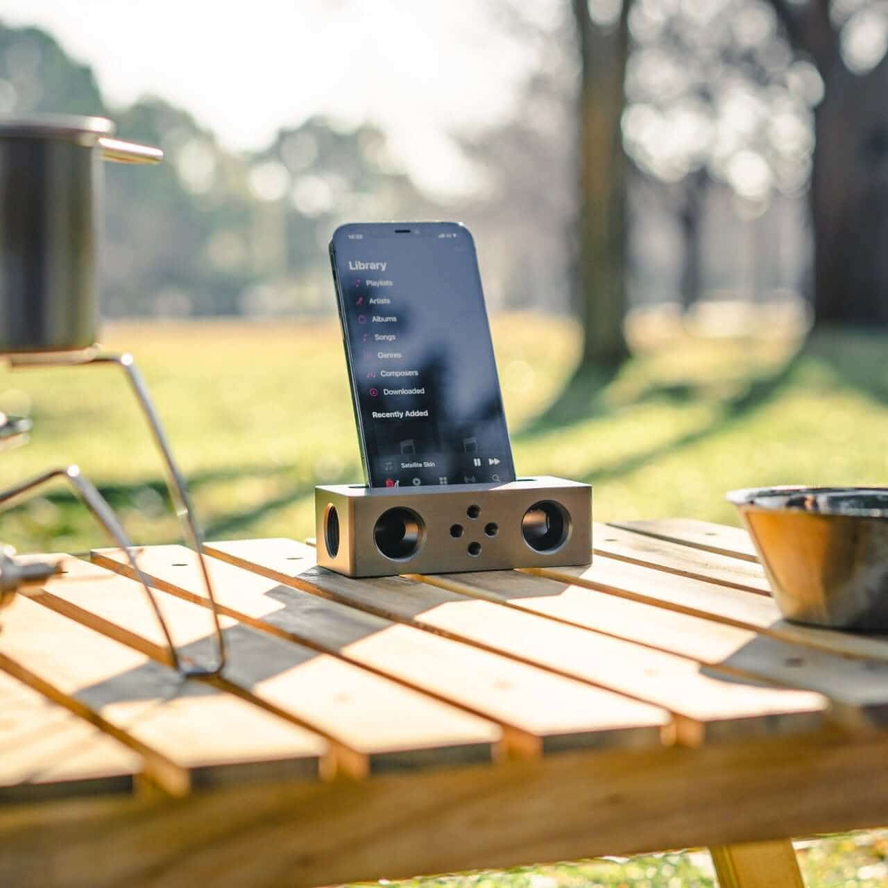 Another view of the metal analog speaker by Kenji Abe