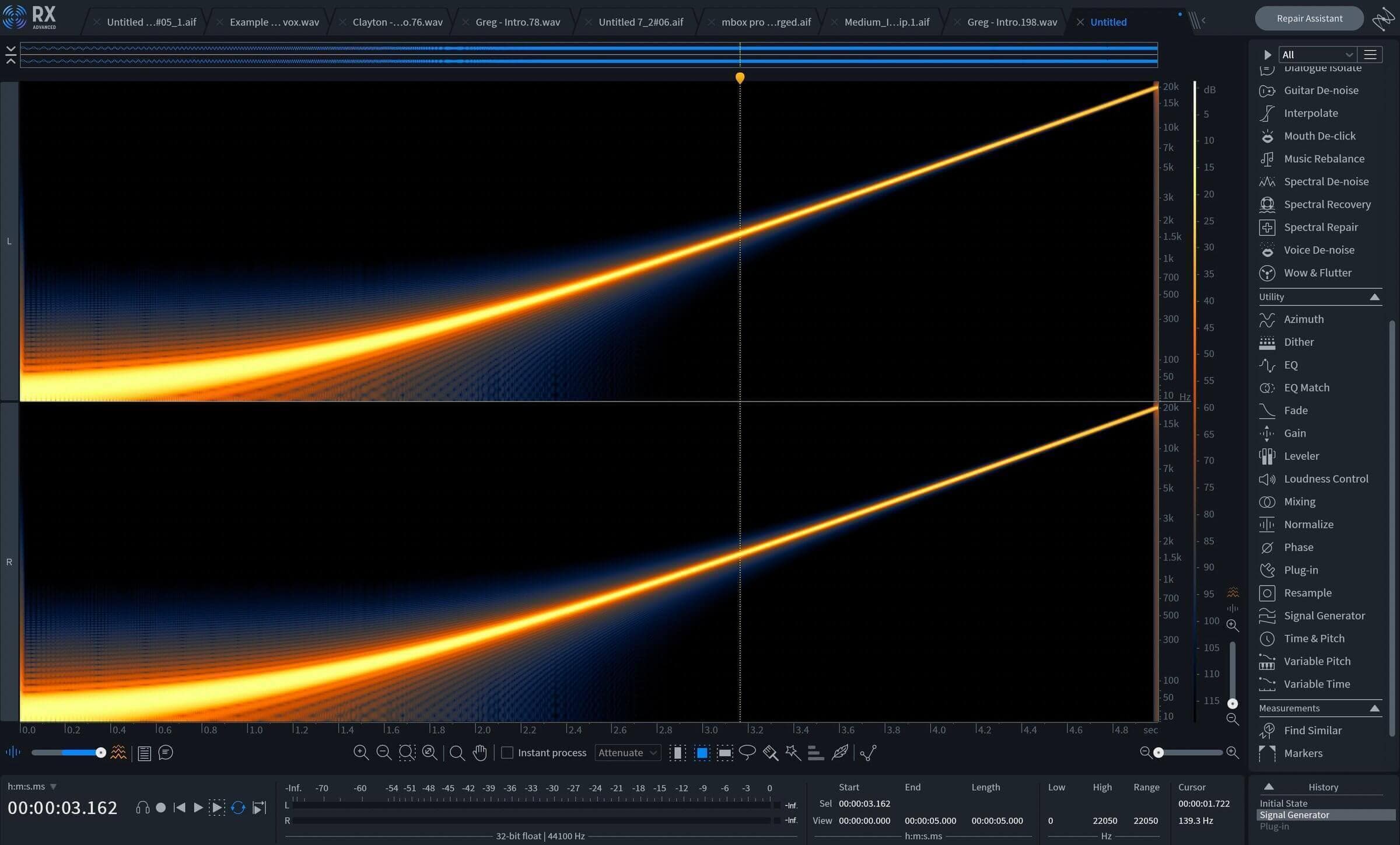 Sine sweep in RX