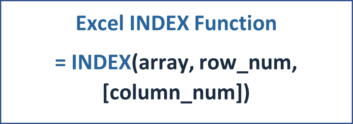 INDEX Function - Financial Modeling